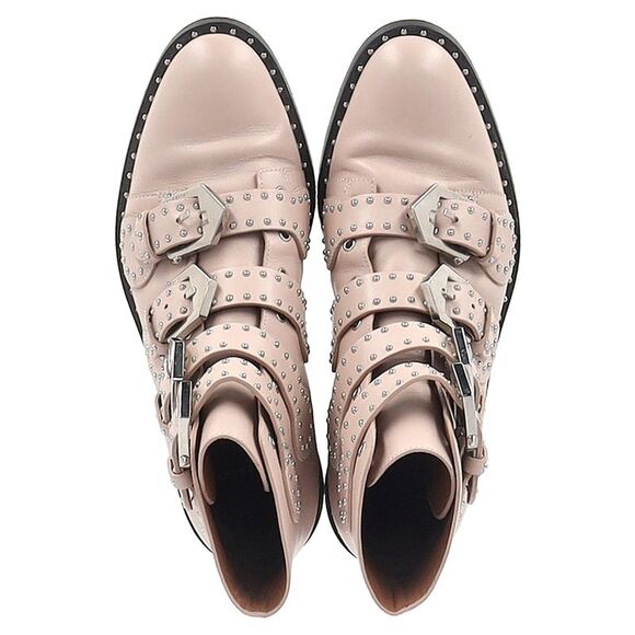 Givenchy Buckle Detail Studded Ankle Boots in Light Pink Leather - Picture 5 of 12
